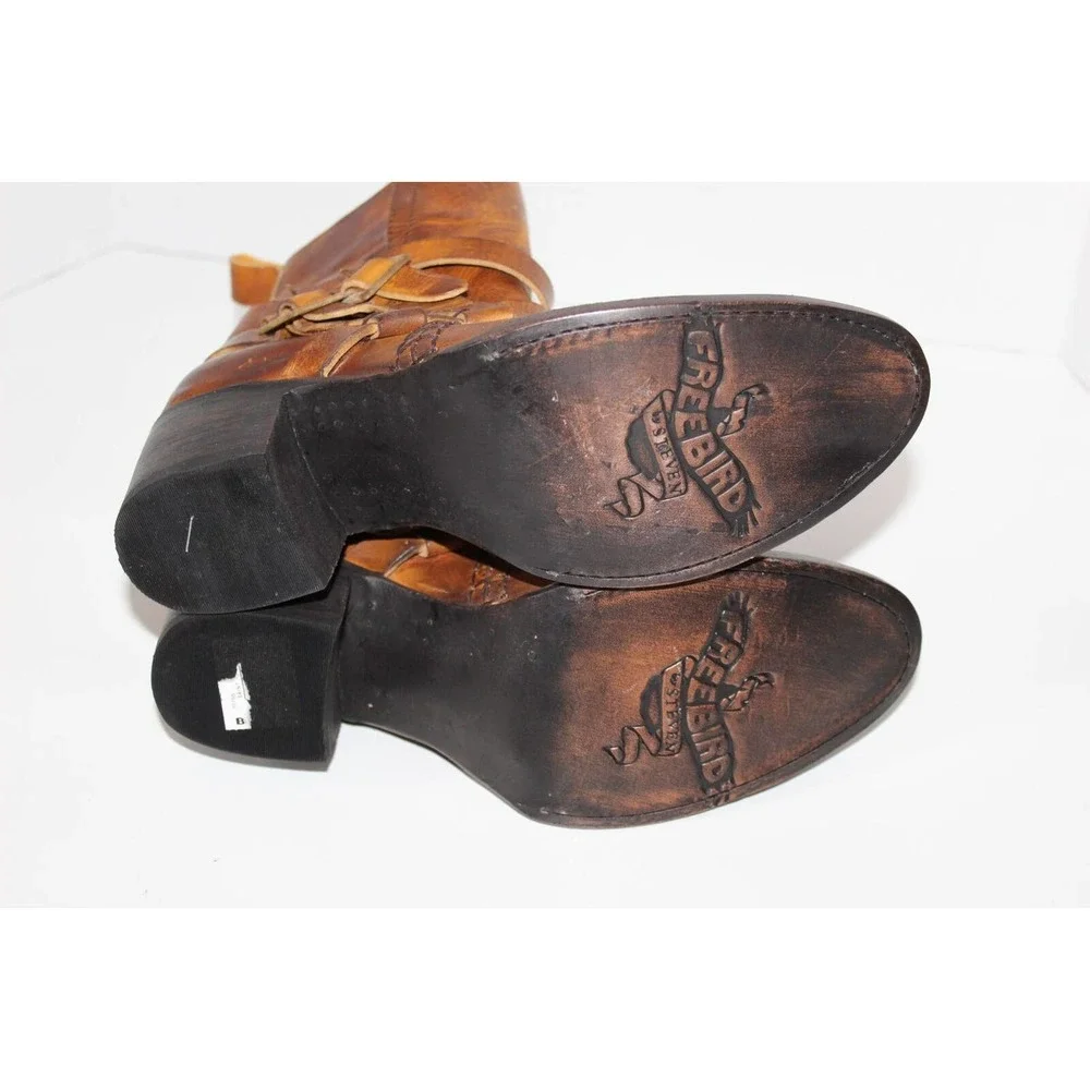 Free Bird Saint Leather Ankle Bootie Cognac Burnished Brown Boots Size 7 H13913 - Picture 11 of 12